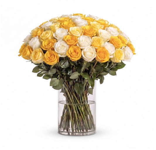 Yellow & White Roses Arrangement