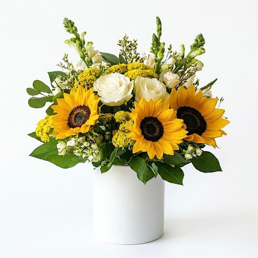 Sunflower & White Rose Arrangement