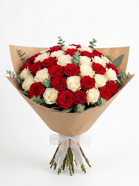 Red & White Rose Bouquet